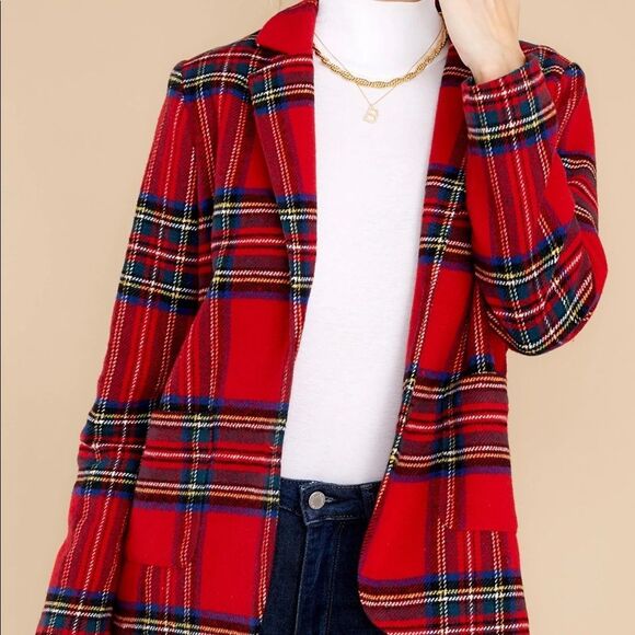 Chic Plaid Blazer in Red ❤️ - Picture 6 of 9